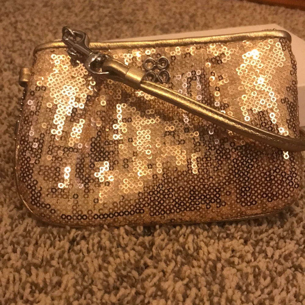 COACH Juli Op Art Gold Sequin Wristlet